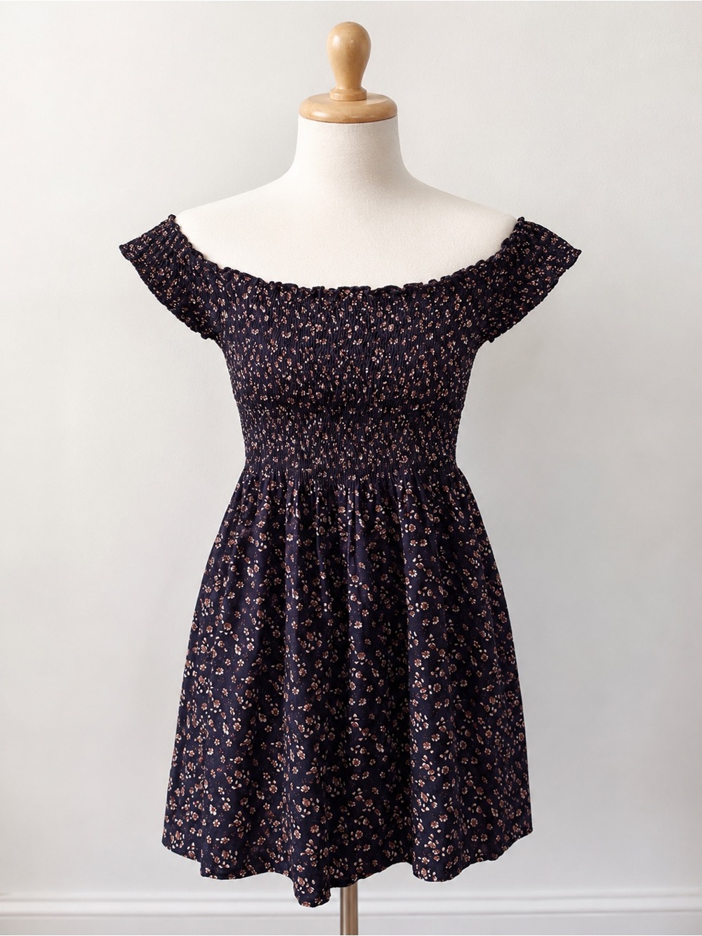 Brandy Melville Floral Caley Dress Smocked Off-Shoulder Coquette Softgirl